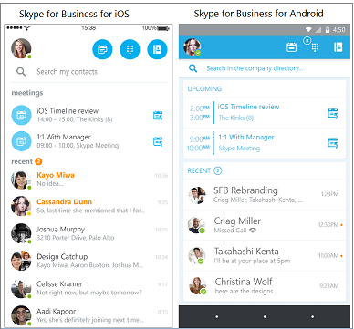 Skype for Business ios Android official Microsoft