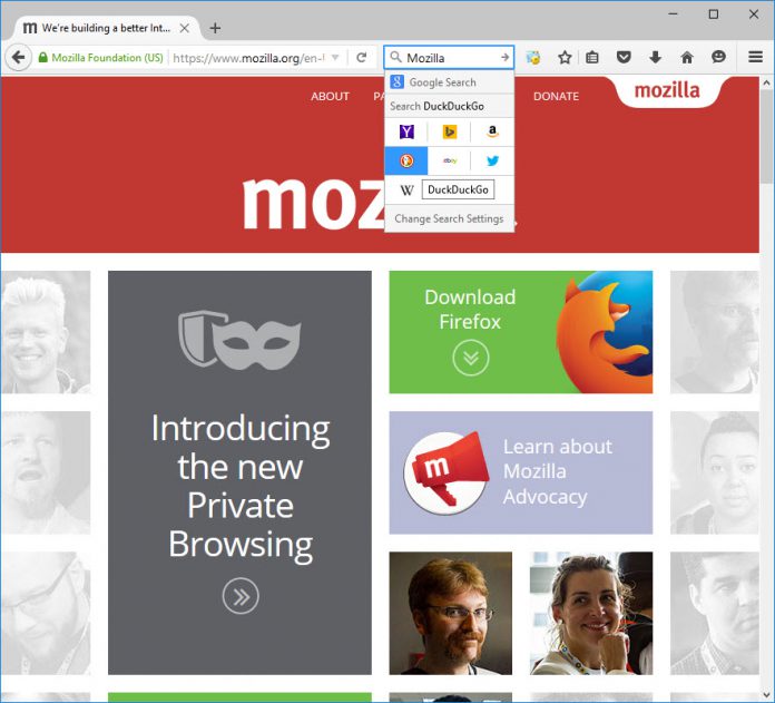 Mozilla Firefox website screenshot