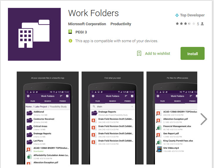 Microsoft Work Folders android google play