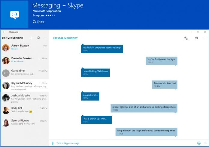 Windows  Messaging Skype app own from official