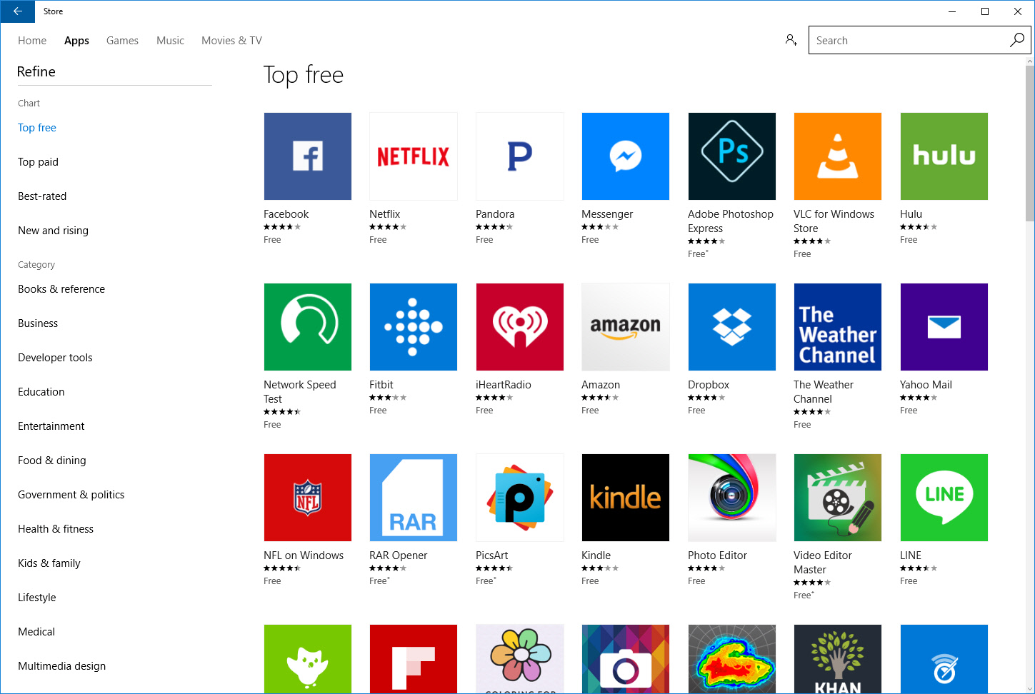 Store application for windows 10