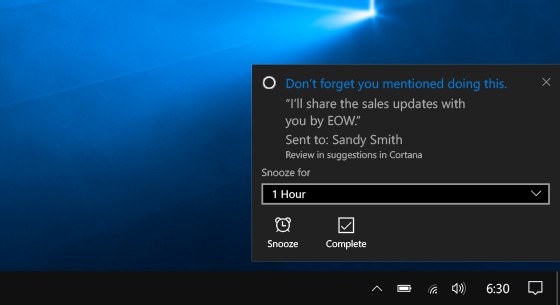 Cortana Suggested Reminders