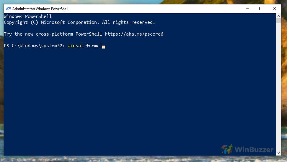 Windows 10 - Powershell - command: winsat formal