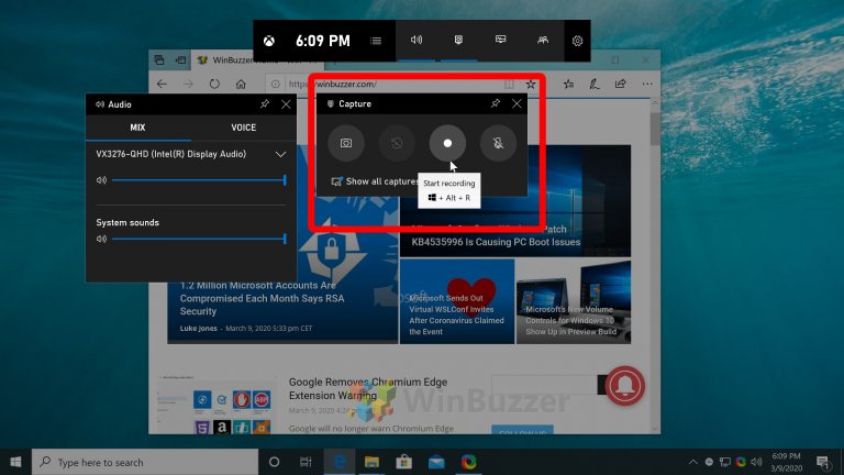 windows 10 record screen and video and audio