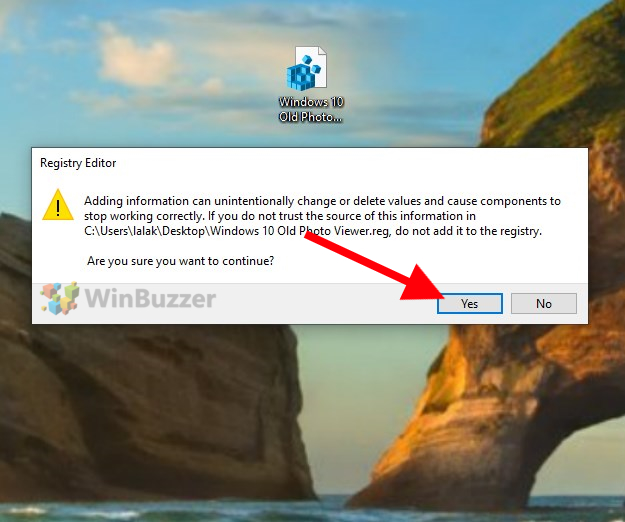 restore windows photo viewer windows 10 reg