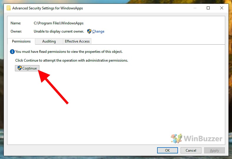 Windows 10 - Advanced Security Settings for WindowsApps