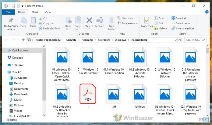 How to Find and Clear the All Recent Files List in Windows 10