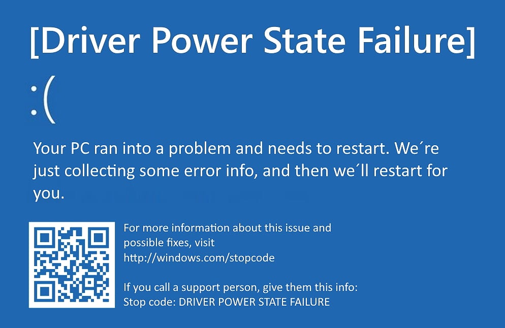 microsoft driver power state failure