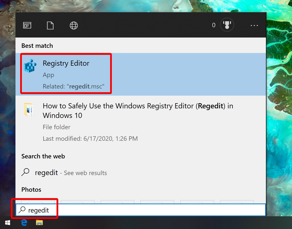 Windows 10 - Open Registry Editor