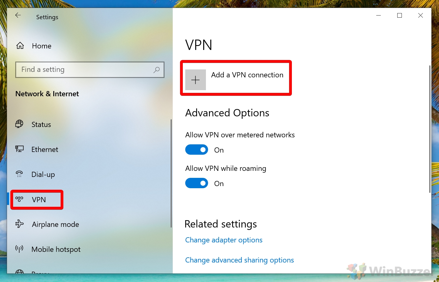 Windows 10 - Settings - VPN