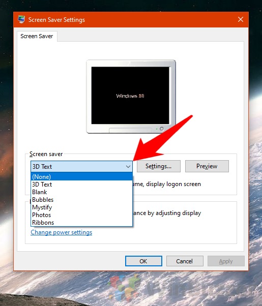 Windows 10 - Screen Saver Settings