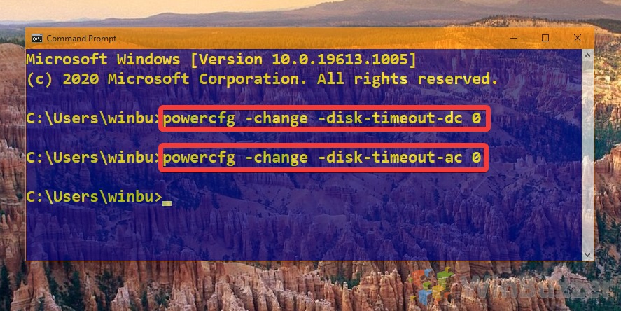 Windows 10 - Command Prompt - Enter commands (on battery and plugged in)