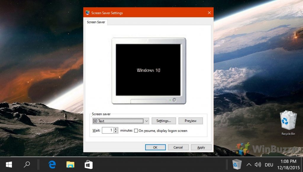 Windows 10 How to Set a Screen Saver and Change Screen Saver Settings