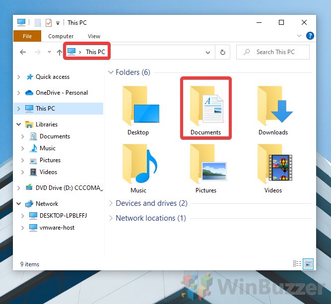 Windows 10 - Source Folder Location