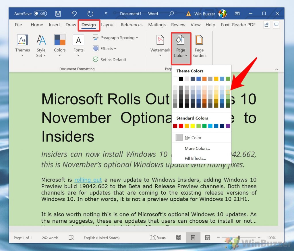 how to change color microsoft word