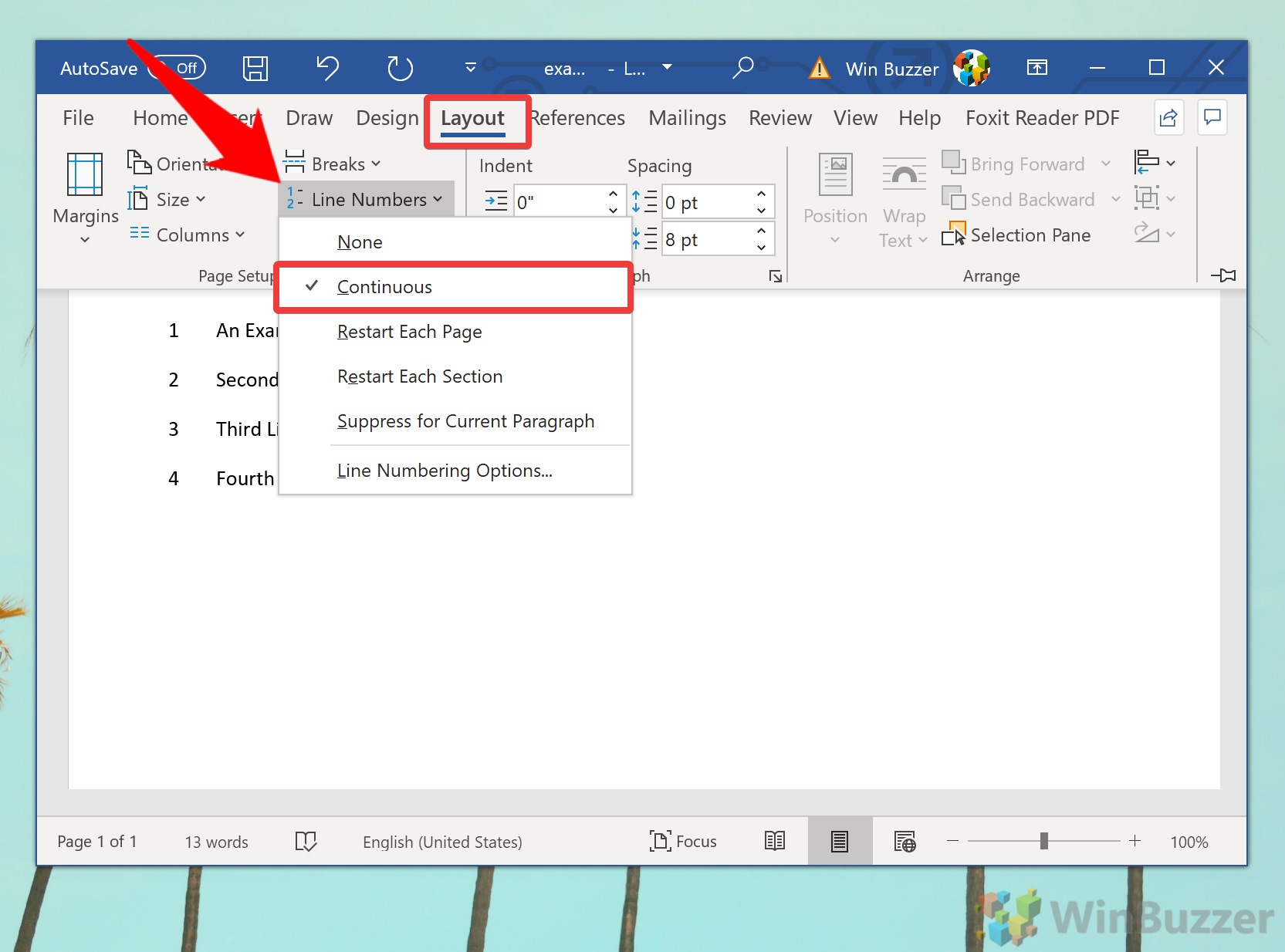 how to remove line numbers in word mac