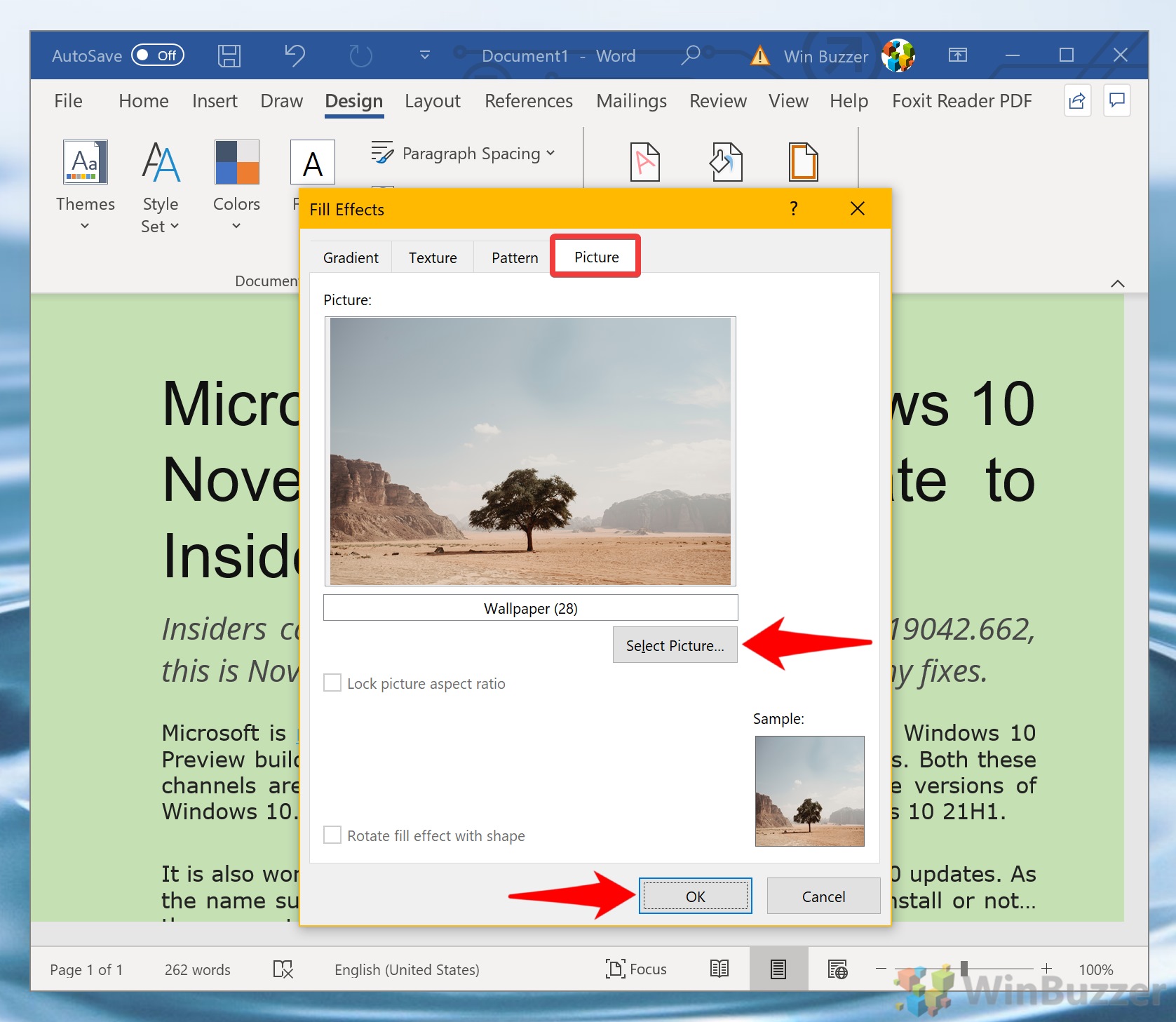 change microsoft word background color