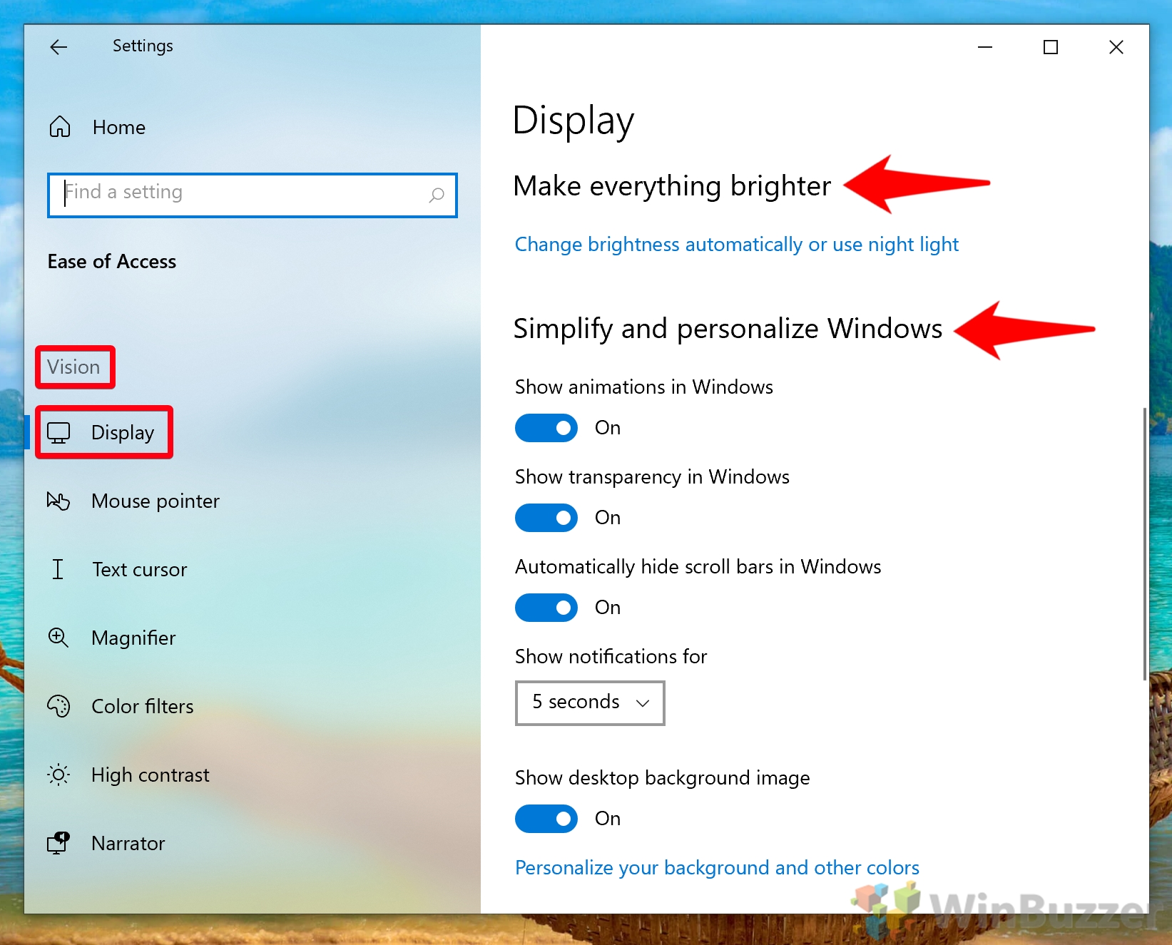 all settings windows 10