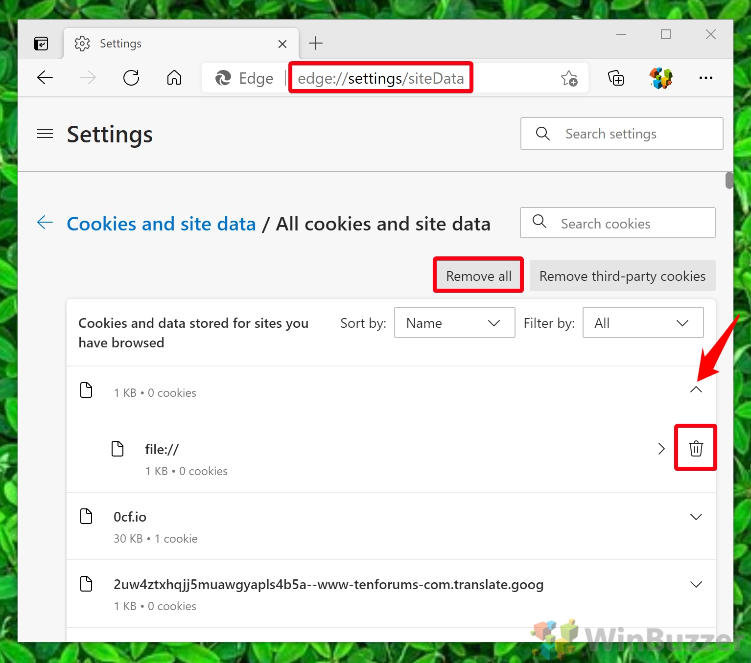 edge clear cache and cookies