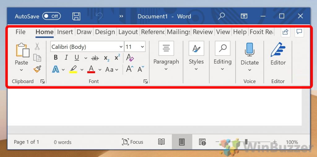 Microsoft Word Ribbon