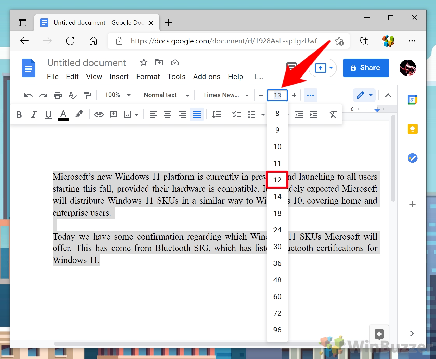 how to change image size in google docs