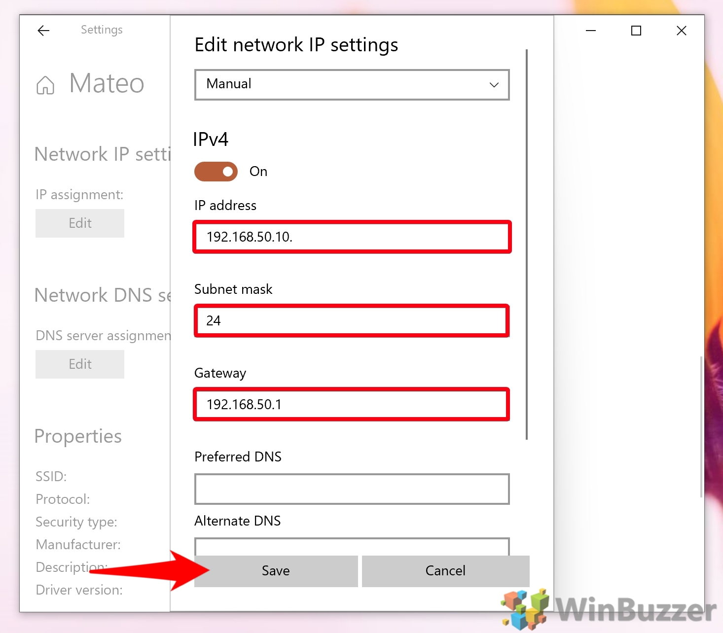 how to change ethernet ip address