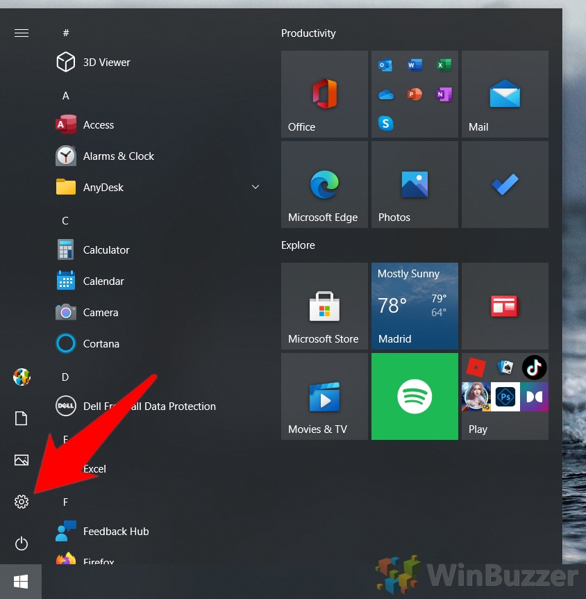 Windows 10 - Open Settings