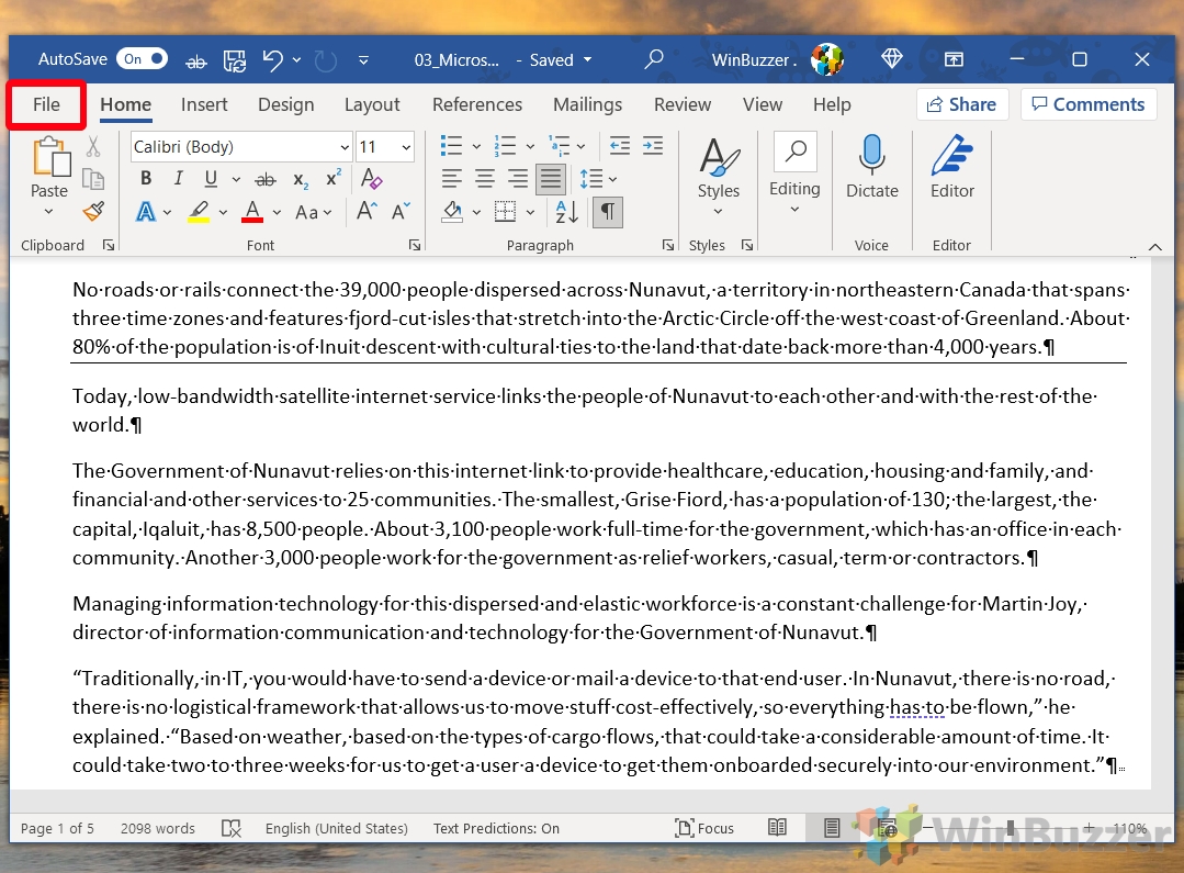 Windows 10 - Word - File