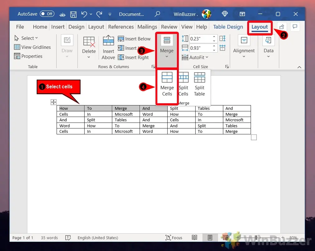 How To Make A Table With Different Sized Cells In Word