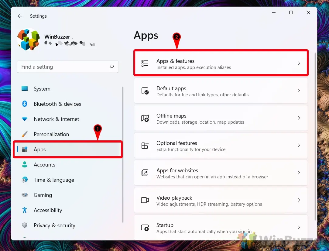Windows 11 - Settings - Apps - Apps & Features