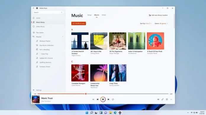 Windows-11-Media-Player-Music-Page