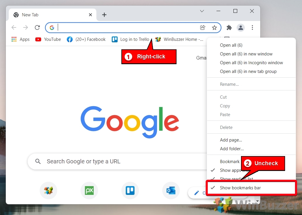 add bookmark bar in chrome