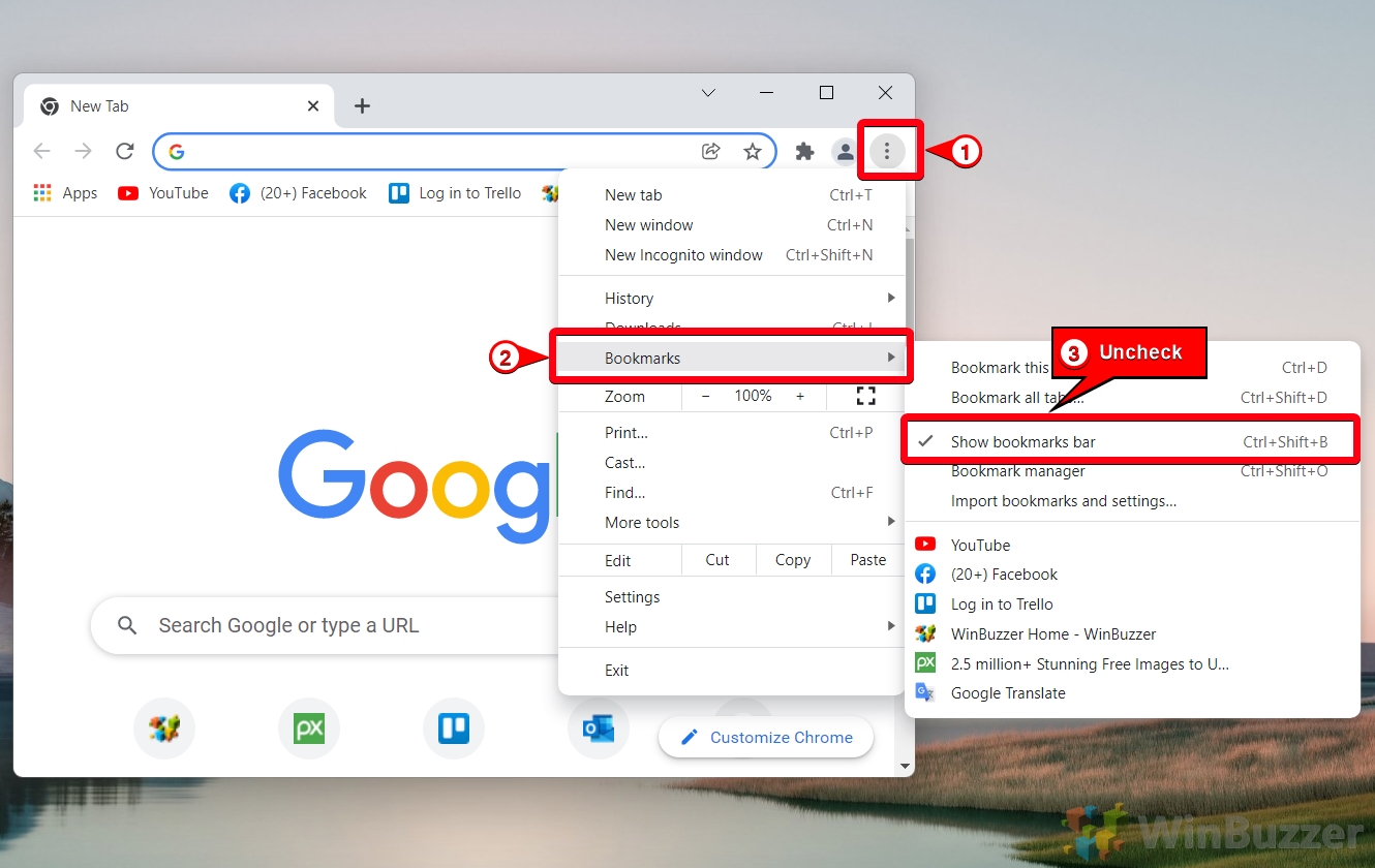 How to Show or Hide the Bookmark Bar in Chrome, Edge and Firefox