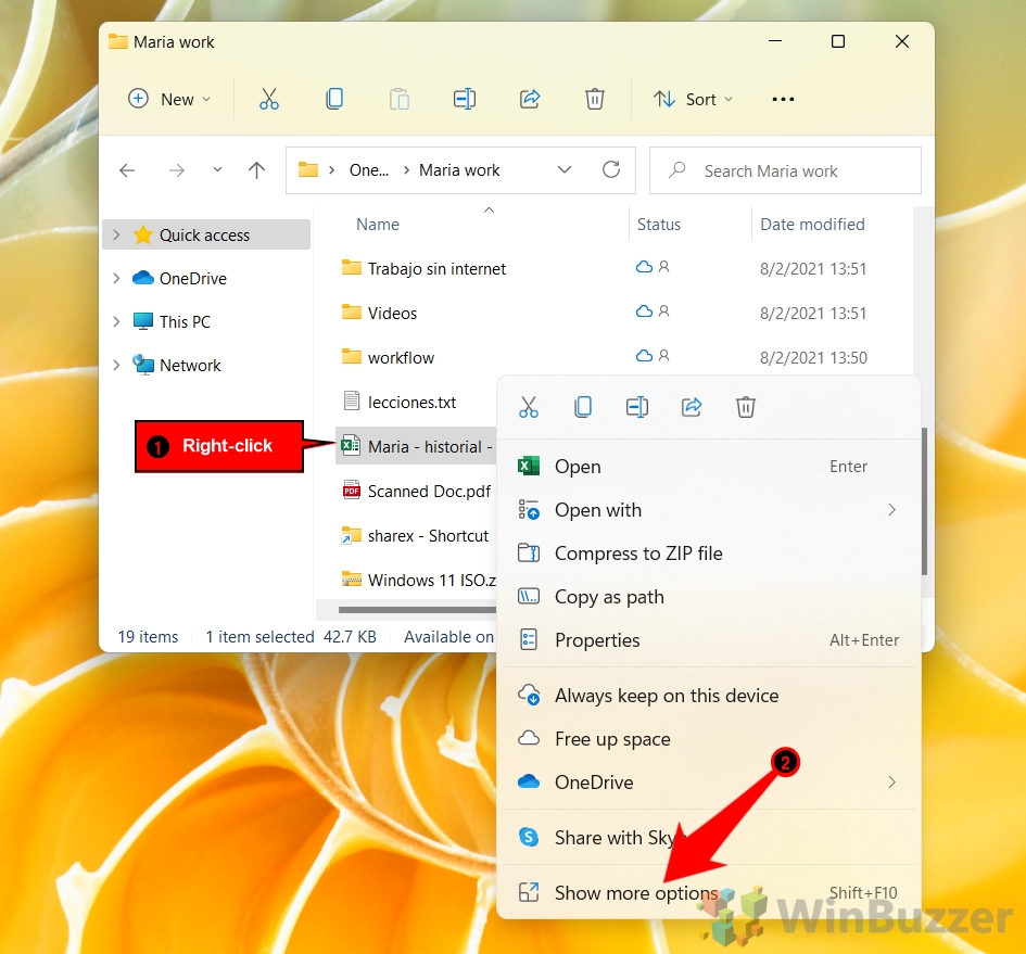 Windows 11 - File Explorer - Right-Click on File - Show More Options