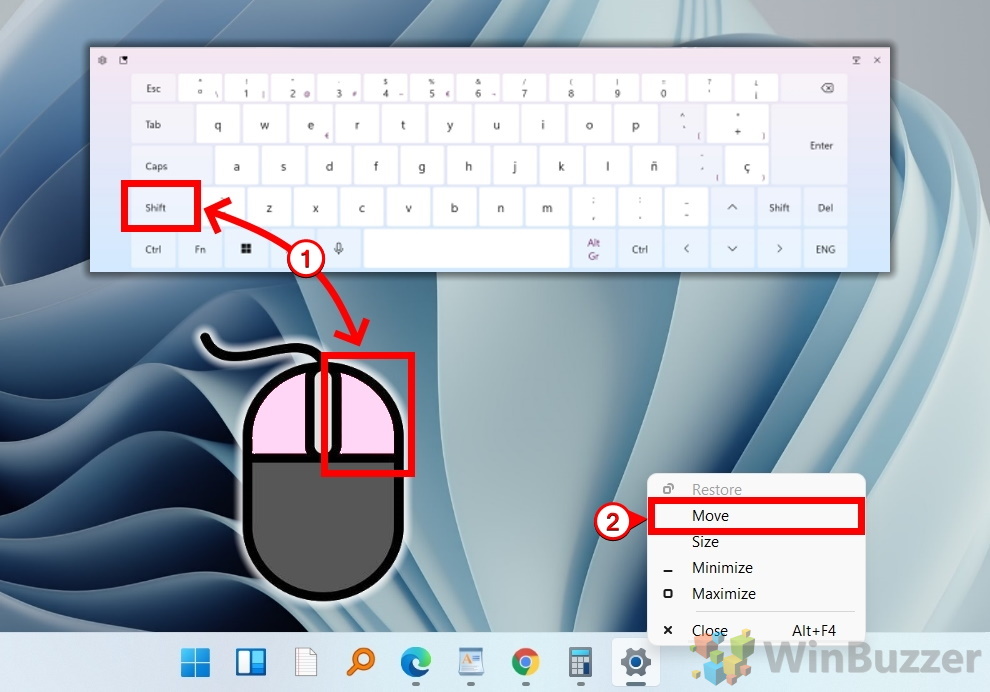 Windows 11 - Maj + clic droit - Déplacer