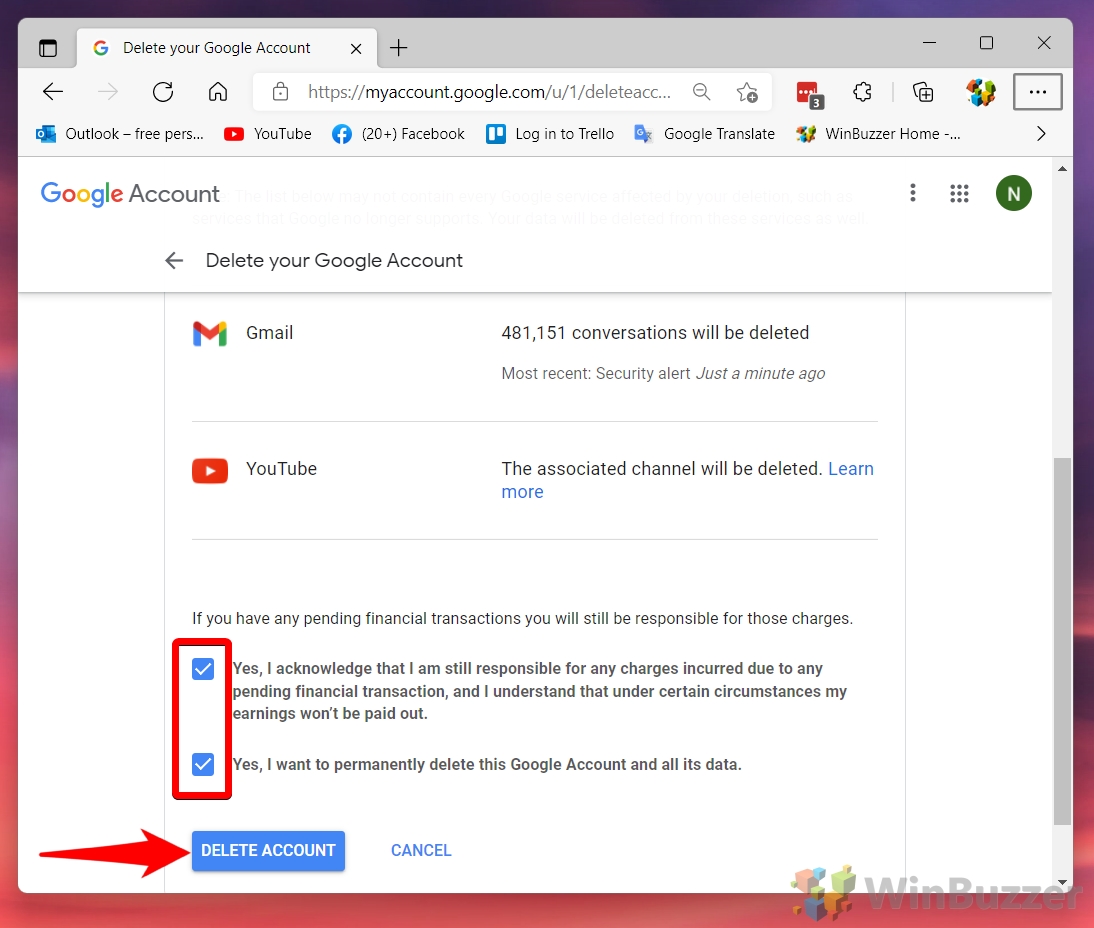 Windows 11 - Google Account - Delete Account
