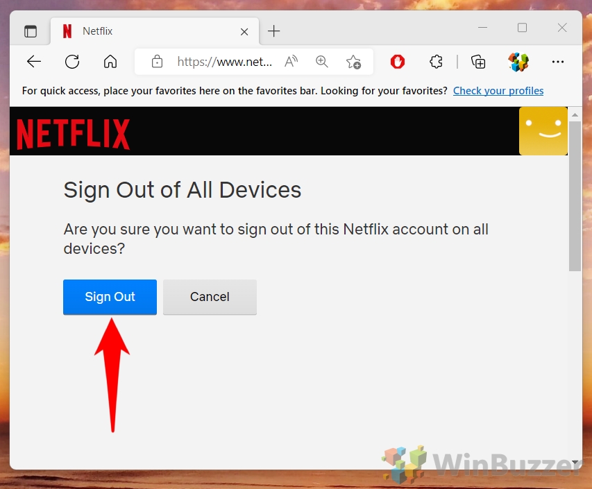 Windows 11 - Netflix.com - Profile Icon - Account - Sign Out Of All Devices - Confirm