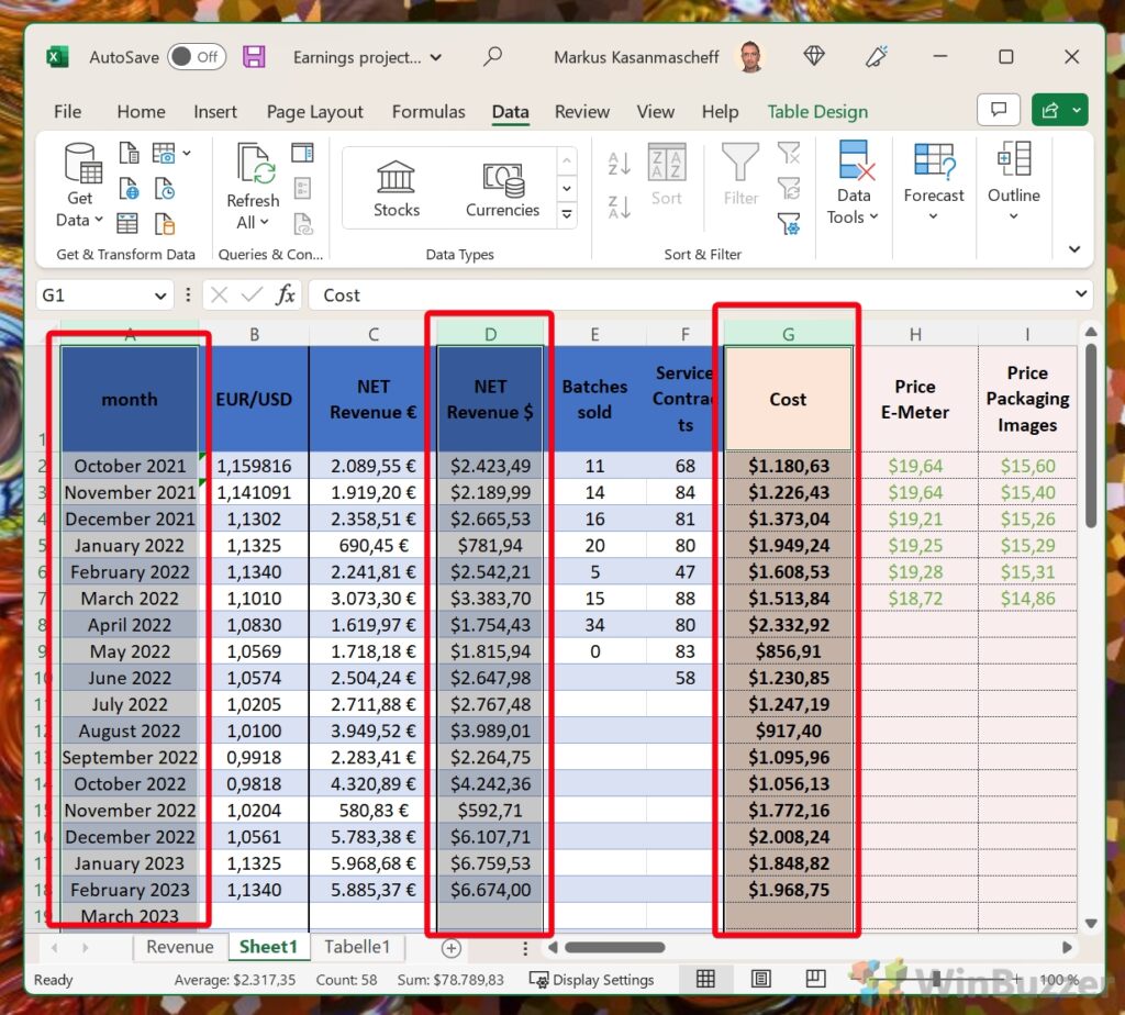 How to Structure Collected Data in Excel - WinBuzzer