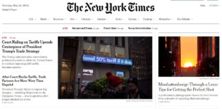 New York Time cover page 20250529