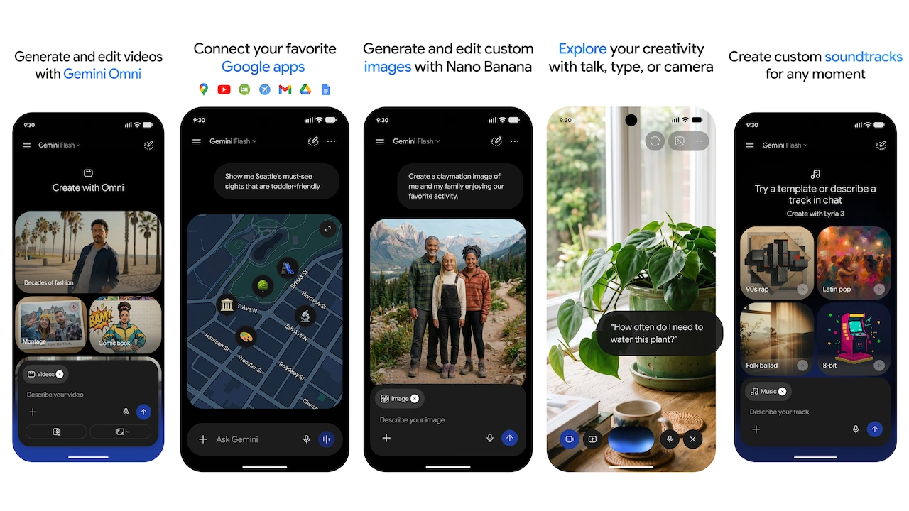 Google Gemini sur Android, interface de création