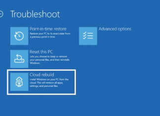 Windows 11 - Windows Recovery Environment - Cloud Rebuild